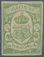 1861, 1/3 Gr. Dunkelgelblichgrün, Ungebraucht Mit Gummi (wohl Neugummi), Farbfrische Marke, Vollrandig, Mi.... - Oldenburg