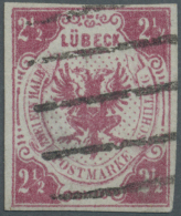 1859, 2½ S Mittelmagenta Mit Wasserzeichen Und Zentrischem 5-Strich-Stempel, Farbfrisch Und Allseits... - Luebeck