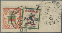 1879, 1 M/1 S Dunkelgrün/schwarz/karmin Auf Briefstück Mit 20 Pf./2 ½ P... - Héligoland