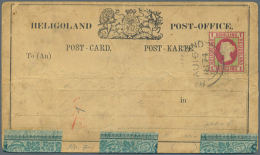 1871/1873, 1 S Karmin Als EF Auf Postkarte Von 1874, Marke Soweit Erkennbar Bedarfserhaltung, Karte Mit Starken... - Héligoland