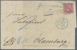 "LEER 9/3 (1861)" Blauer Hannover-K2 Auf Brief Mit PREUSSEN Marke 1858, 1 Sgr. Rosa !!
-Eine Faltbriefhülle... - Hanovre