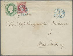 1859, Ganzsachenumschlag 1 GGr Grün Im Großformat Mit Ungewöhnlicher Zusatzfrankatur 1 Groschen... - Hanovre