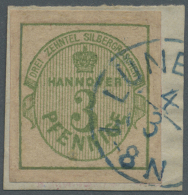 1863, 3 Pf. / 3/10 Sgr Auf Briefstück Mit Teilabschlag "LÜNE(BURG) 4/3 7-8 N" (D+) - Hanover