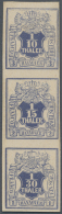 1851,  1/30 Th. Bis 1/10 Th. Blau Auf Weiß, Neudrucke Von Culemann 1864 Im Senkrechten Dreierstreifen,... - Hanovre