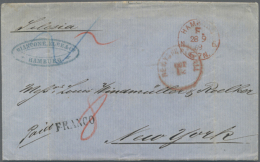 1869, 28.9., HAMBURG FNG, Guter Abschlag Auf Brief Nach New York, Befördert Mit Der 'Silesia' Der HAPAG, Mit... - Hambourg