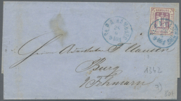 1866, 1 1/4 S Violett Entwertet Mit Blauem K1 "St. P.A. HAMBURG" Auf Faltbf. Nach BURG/Fehmarn, Rücks.... - Hamburg