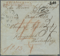 1850 (ca.), "12 2/4 AMERICA/ÜBER BREMEN",roter L2 (v.d.L Nr. 3306) Auf Brief Aus BUCYRES/USA Nach... - Brême