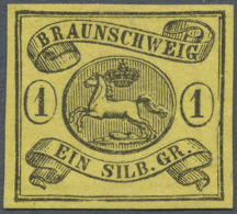 1861, 1 Sgr. Schwarz Auf Gelb, Taufrisches Ungebrauchtes Luxusstück, Unten Zudem Mit Deutlichem Plattenfehler... - Brunswick