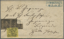 1857 - 1861, Freimarken 4/4 Ggr. (=4x3 Braunschweiger Pfennige), Schwarz Auf Braunem Papier, 4/4 Und ¾ Davon... - Brunswick