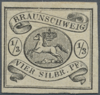 1853,  1/3 Sgr. Schwarz Auf Weiß, Sehr Frisches Ungebrauchtes Luxusstück Mit Vollem Originalgummi,... - Braunschweig