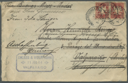 1894, "Rund Um Die Welt", Brief Mit 2 X 10 Pf. Wappen Ab ASCHAFFENBURG 1 Stadt / 10.5.94 "Via Buenos Aires - Andes"... - Andere & Zonder Classificatie