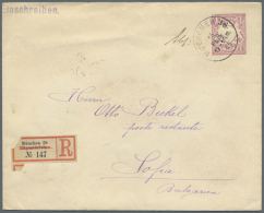 1905, Privatumschlag 1 Mk Violett Wappen, Weiß, Ohne Zfr Als Einschreiben Von "München 15.2.05" Nach... - Andere & Zonder Classificatie
