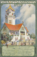 1904, Bayern 5 Pf. Offizielle Privat-Ganzsache "Volksfest Nürnberg" Mit Farbiger Abb. Ballon über... - Andere & Zonder Classificatie