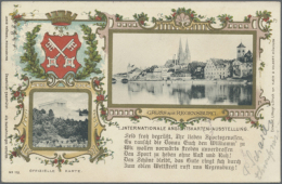 1898. Privat-Postkarte 5 Pf Wappen "Internationale Ansichtskarten-Ausstellung, Regensburg" Mit Rs. Abb.... - Autres & Non Classés