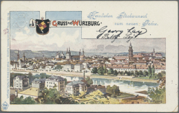 1899. Privat-Postkarte 3 Pf Wappen "Gruss Aus Würzburg - Herzlichen Glückwunsch Zum Neuen Jahre" Mit Rs.... - Andere & Zonder Classificatie