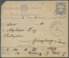 1876, Postanweisung 20 Pf. Mit Wertziffer In Allen 4 Ecken, "Postvermerk" Senkrecht, Ohne Coupon, Sauber Gebraucht... - Other & Unclassified