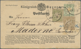 1870/1873, 1 Kr Grün Und 6 Kr Braun Als Zusatzfrankatur Auf Ganzsachenkarte 2 Kreuzer Grün, Type "I" Von... - Autres & Non Classés