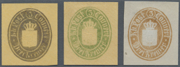 1868 (ca.), 3 Essays Für Einen Ganzsachenwertstempel In Verschiedenen Farben, In Grau Und Grun Auf Gelbem... - Sonstige & Ohne Zuordnung