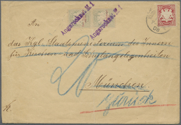 1895, 10 Wappen Rot Auf Brief Von Weissenburg Nach München, Dort Mit Portomarken 10 Pfg Im Senkr. Paar... - Andere & Zonder Classificatie