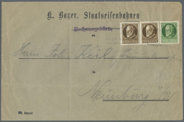 1916, 3 Pf. Luitpold Mit E-Lochung, Im Waager. Paar Mit 5 Pf. Auf Um 1 Pf. überfrankiertem Dienstbrief Mit... - Other & Unclassified