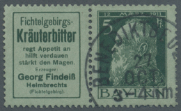 1911, 5 Pf. Luitpold Als Gestempelter, Waagerechter Zusammendruck Mit Reklamemarke R 52... - Other & Unclassified