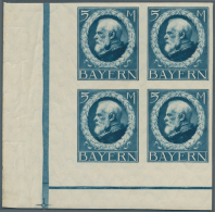 1914, 5 Mark Luitpold Friedensdruck Im Postfrischen Eckrand-Viererblock Links Unten, Jeder Wert Entsprechend... - Sonstige & Ohne Zuordnung