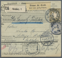 1911, 3 Mark Wappen In Randklebung, Aber Ohne Zahnmängel, Mit 20 Pf. Wappen Auf Paketkarte Ab NÜRNBERG 1... - Sonstige & Ohne Zuordnung