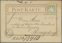 1876, Wappen 3 Pf. Grün Mit WZ 2 Auf Privater Zweifarbiger VORDRUCK-Postkarte Mit Vs. "Buchdruckerei Von... - Sonstige & Ohne Zuordnung