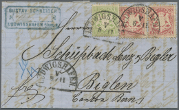 1871/1872, 4 Interessante Faltbriefe Mit Inhalt Und K1 Bzw. HKr LUDWIGSHAFEN In Die Schweiz, Dabei 2x 7Kreuzer... - Andere & Zonder Classificatie