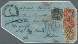 1862, Large Part Of Letter Frontside With 18 Kr. Red In Two Different Shades, 6 Kr. Blue And 9 Kr. Ocre, All Tied... - Andere & Zonder Classificatie