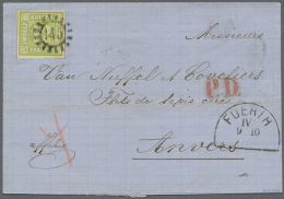 1862, 12 Kr. Grün Als Einzelfrankatur Mit GMR "145" Und Neben-HK "FUERTH IV 9 10 (1866)" Nach Anvers, Belgien... - Autres & Non Classés