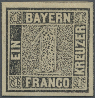 1849, 1 Kr. Grauschwarz, Platte 1, Farbfrisches, Allseits Breitrandiges Exemplar Mit Teilen Aller Schnittlinien,... - Sonstige & Ohne Zuordnung