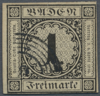 1851, Freimarke 1 Kr. Schwarz Auf Sämisch, Allseits Vollrandig, Oben Teil Der Nachbarmarke, Links Bogenrand... - Sonstige & Ohne Zuordnung