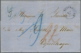 1864, Kompletter Porto-Faltbrief Aus "BADENWEILER 2.OKT." Mit 9 Kr.-Taxe (= 3 Sgr. Für DÖPV) Via Hamburg... - Autres & Non Classés