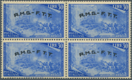 1948, 30 L. Freimarken 1948 Blau (Mi. Nr. 43), 400 Postfrische 4er-Blocks, Linke Untere Marke Je Mit Aufdruckfehler... - Non Classés