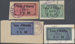 1902-10: Kleine Kollektion Von 19 Verschiedenen Genfer Fiskalmarken "Taxe D'Hôpital" (Krankenhaustaxe) Zu Je... - Autres & Non Classés