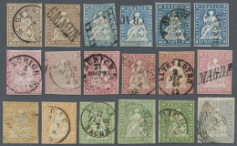1854-62 STRUBEL: Sammlung Von 77 Strubelmarken, Von 5 Rp. Bis 1 Fr., Meist Vom Letzten Berner Druck, Mit Ca. 30... - Autres & Non Classés