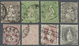 1854/1908: Posten Mit Rund 90 Marken, Meist Gestempelt, Dabei 9 Strubel, 24 Sitzende Helvetia Gezähnt (u.a. 40... - Andere & Zonder Classificatie