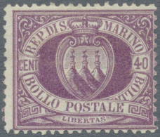 1877, Definitives Coat Of Arms, Lot Of Five Unused Stamps: 30c. Brown (2), 40c. Violet (3), Partly Signed. (D) - Autres & Non Classés