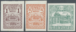 1911, Essays For A New Commemorative Issue Depicting Bucharest's Post Office Palace, Assortment Of Imperf. Proofs... - Andere & Zonder Classificatie