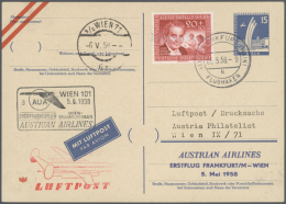 1958/1979, AUA Erstflüge, Sammlung Mit Ca. 480 Briefen, Karten Und Sonstigem In 7 Alben, Chronologisch... - Other & Unclassified