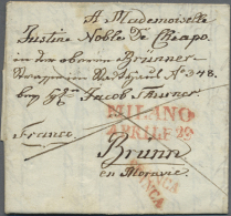 1824/1830, 5 Dekorative Adelsbriefe Aus Mailand Nach Laibach, U.a. Roter L1 "RACCOMAND", "P.P.", "FRANCA", Etc. (D) - Other & Unclassified