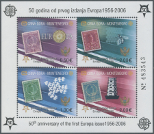 2005/2006, "EUROPA Issues 50 Anniversary", Set Of 4v Series And 2 Blocks, Mint, NH, Lot Of 1000 Sets, Face Value... - Montenegro