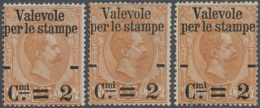 1890: Lot Of 97 Examples Of The 2 Cent On L 1.25 "Valevole Per Le Stampe" Orange Mint Hinged. Different Centered.... - Non Classés