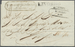 1838/1852, 9 Ship Letters E.g. With L1 "SARDEGNA", "VIA DI MARE", .... 1 Letter To Corfu. (D) - ...-1850 Préphilatélie