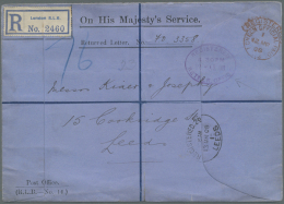 1908/1932, Lot Of 5 Covers, Incl. 3 Machine Free Franks, Scarce O.H.M.S. Machine Slogan, Registered Cover Of London... - Marcofilie