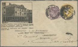 1842/1898, QV, Group Of 12 Used Stationery Envelopes, Mainly To Destinations Abroad, Some Uprated, Registered Mail,... - Andere & Zonder Classificatie