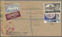 1954/1972, QEII, Group Of 16 Entires Comprising Many Interesting Items, E.g. Redirected Mail Germany-GB-Austria,... - Autres & Non Classés