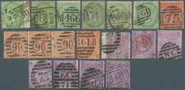 1857/1880 (ca.), Used Accumulation Of Apprx. 130 QV Stamps (SG 66, 70, 72, 80, 94, 104, 108), Incl. Wing Margins,... - Autres & Non Classés