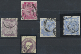 1850/1890 (ca.), Lot Of Five Better Stamps, Varied Condition, 6d. Embossed Issue And 1883/1884 2s.6d., 5s. And 10s.... - Other & Unclassified